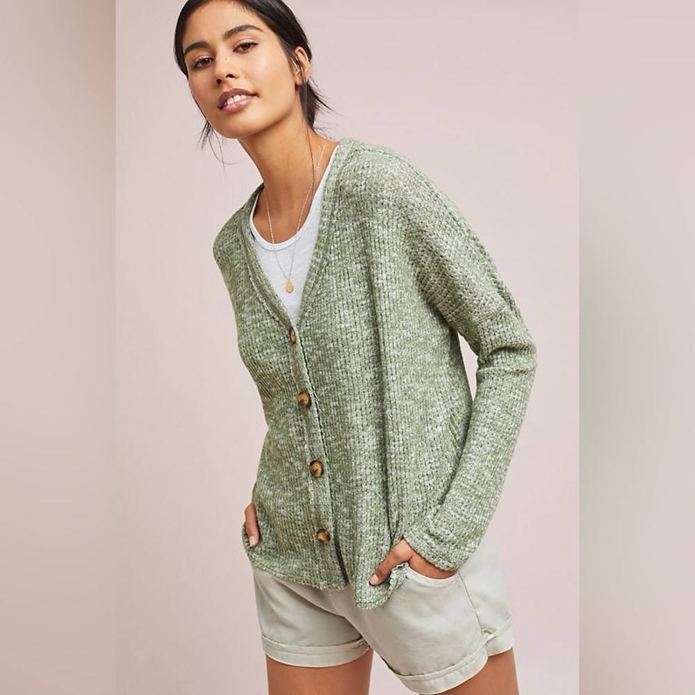 Anthropologie Green Cardigan Sweater